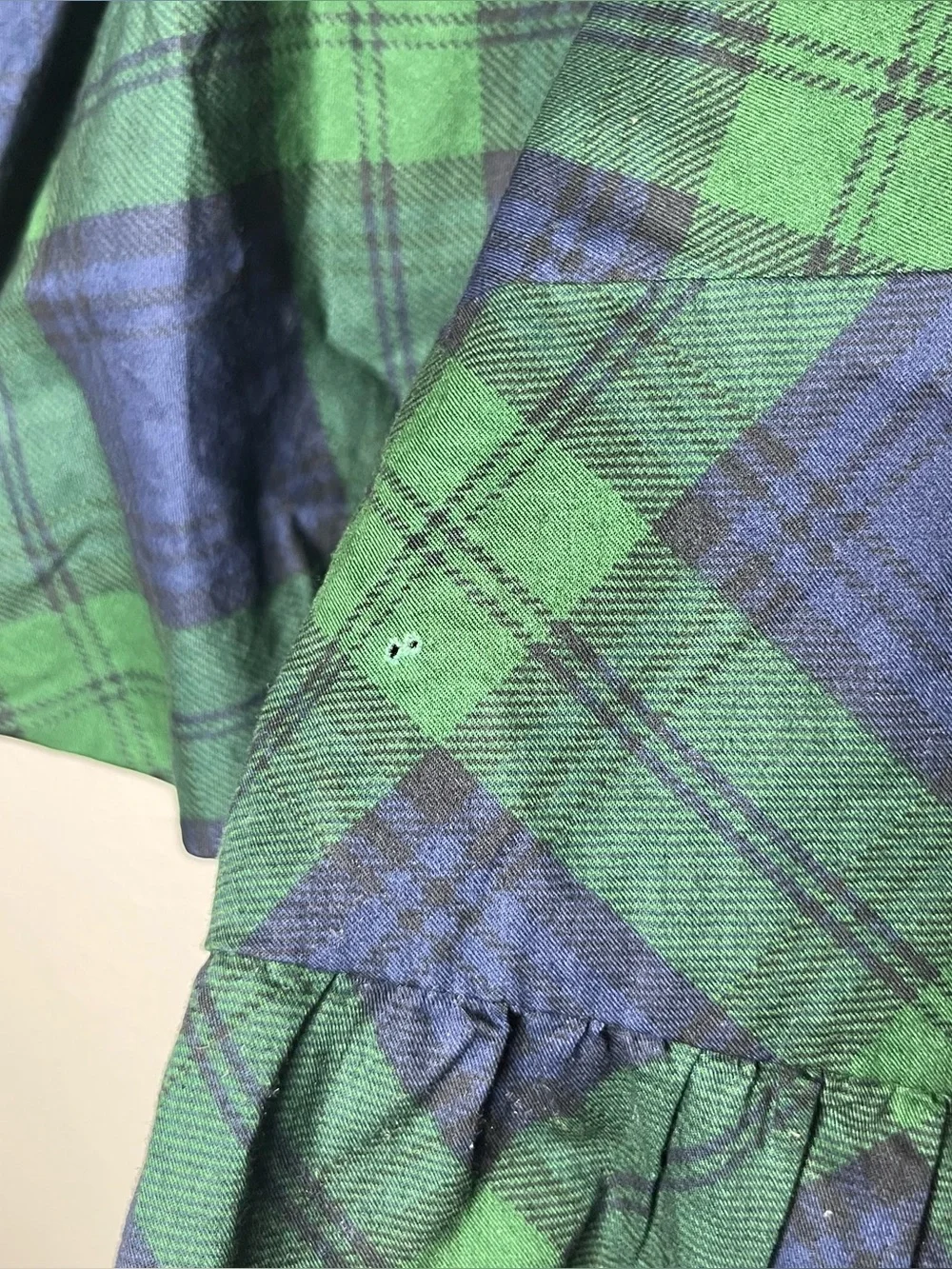 Old Navy Blue Green Plaid Puff Sleeve Peplum Top Blouse Size 3X